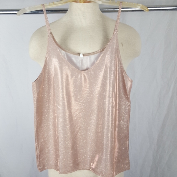 PINK SHINY METALLIC TOP SLIP ON SZ S/M - Picture 1 of 7